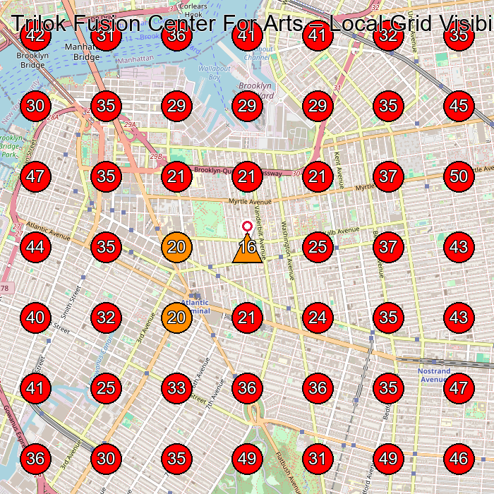 Trilok Fusion Center For Arts GeoGrid visibility map for Day Care Center in Brooklyn